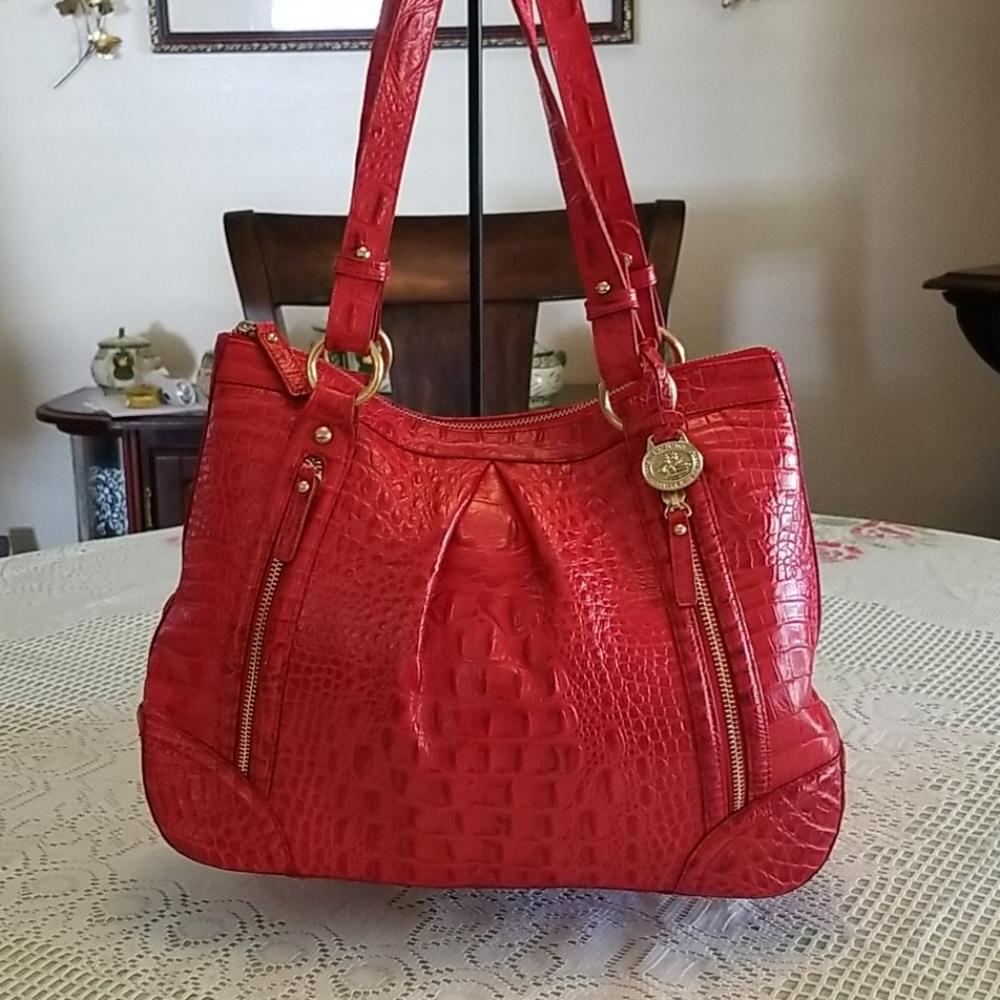 Red brahmin handbags 14" wide heights 10" 4" side